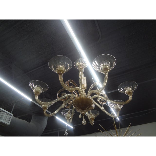 1980s Large Murano Chandelier in Gold Glass Attributed to Venini For Sale In Houston - Image 6 of 11