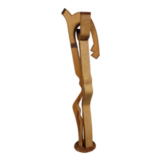 76" Wood Sculpture Theodore Scuris MCM Vintage For Sale