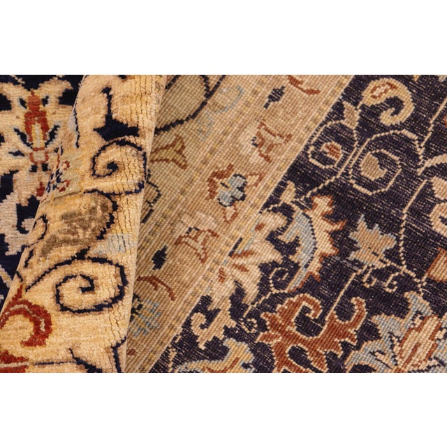 Textile Classic Ziegler Blue Beige Hand-Knotted Wool Rug - 8'0'' X 9'9'' For Sale - Image 7 of 8