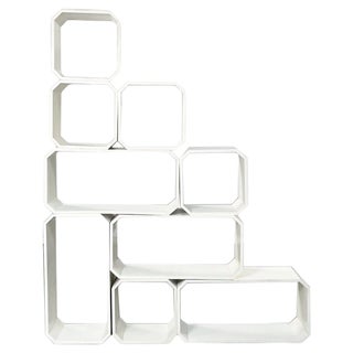 Mid-Century Modern Italian White Wood Modular Bookcase, 1970s