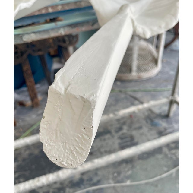 Eggshell Pair of Monumental Handcrafted Plaster Banana Leaf Wall Sculptures For Sale - Image 8 of 11