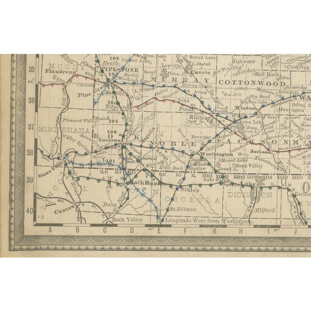 Antique Minnesota Map by Rand McNally, 1888 For Sale - Image 4 of 13
