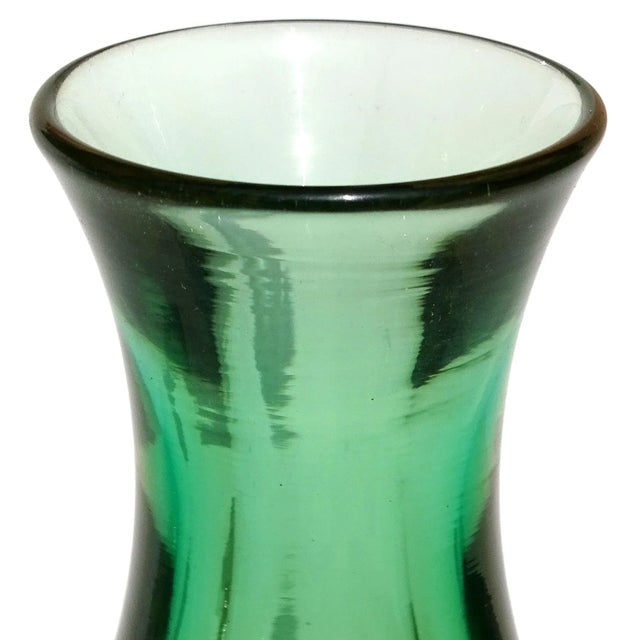Murano Murano Seguso Vetri d'Arte Sommerso Green Yellow Italian Art Glass Vintage Footed Flower Bud Vase For Sale - Image 4 of 5