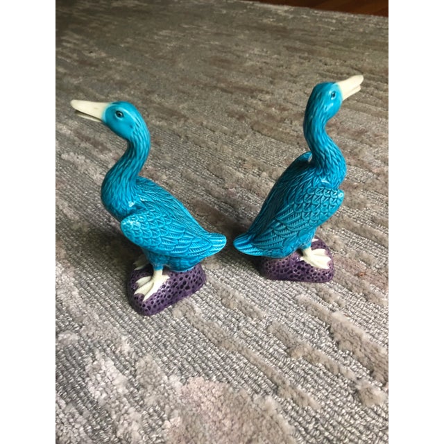 Chinese Chinese Porcelain Turquoise Ducks, Set of Eight For Sale - Image 3 of 11