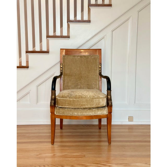 Late 20th Century Neoclassical Style Armchair in Champagne Chenille Velvet With Gilt Fish Motifs For Sale In Detroit - Image 6 of 16