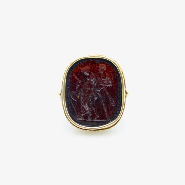 18th Century Georgian 18k Gold Hercules and Omphale Tassie Intaglio Ring, Size 6 For Sale - Image 10 of 10