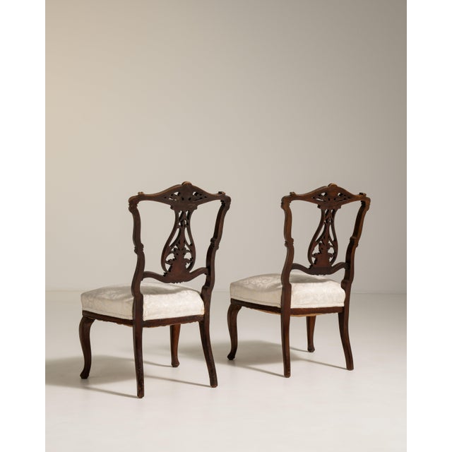 Wood Pair of Victorian Carved Chairs with Upholstered Seats, Antique, United Kingdom, 19th Century For Sale - Image 7 of 15