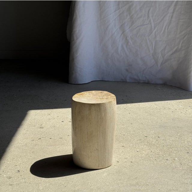 Small Side Table in Speckled White and Beige Petrified Wood, 1980s For Sale - Image 10 of 18