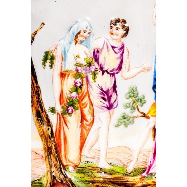 Neoclassical Large Antique Neoclassical Italian Capodimonte Hand Painted Porcelain Mug Home Decor For Sale - Image 3 of 17