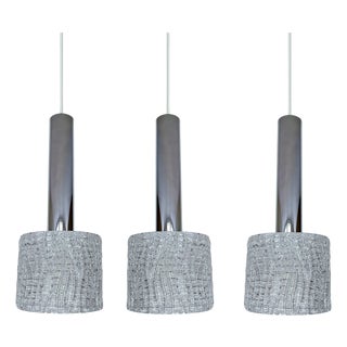 Vintage Glass Pendant Lights from Kalmar, 1970s, Set of 3 For Sale