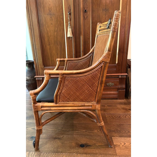 Ethan Allen British Colonial Rattan Arm Chair by Palecek/Ethan Allen For Sale - Image 4 of 5