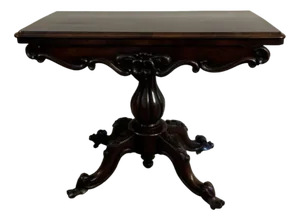 Victorian Carved Rosewood Card Table, 1850s