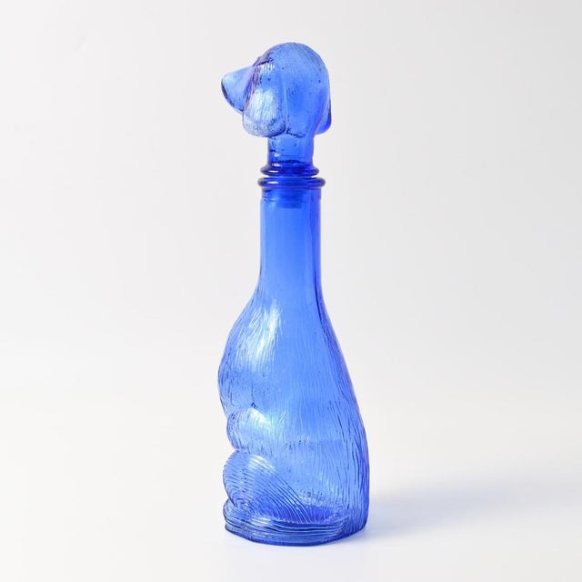 Dog-Shaped Carafe in Blue Glass from Empoli, 1960s For Sale - Image 9 of 15
