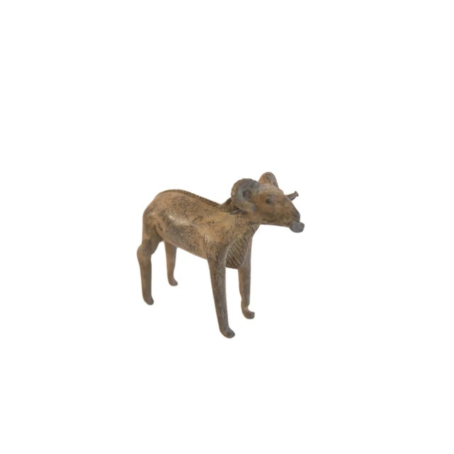 Metal Vintage African Imperfect Ram With Leaf Sculpture For Sale - Image 7 of 7