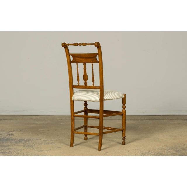 Set of 10 Late 19th Century French Provincial Walnut Dining Chairs in Green Ticking Stripe For Sale - Image 12 of 18