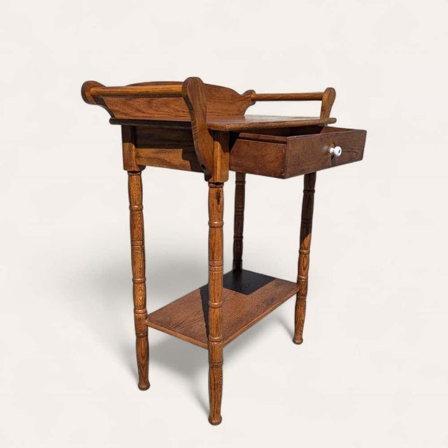 Late 19th Century Antique Oak Washstand With Drawer, Shelf and Towel Rail, 19th Century For Sale - Image 5 of 17