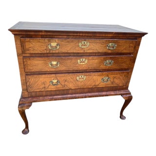 18th Century Queen Anne Crossbanded Walnut Chest on Frame For Sale