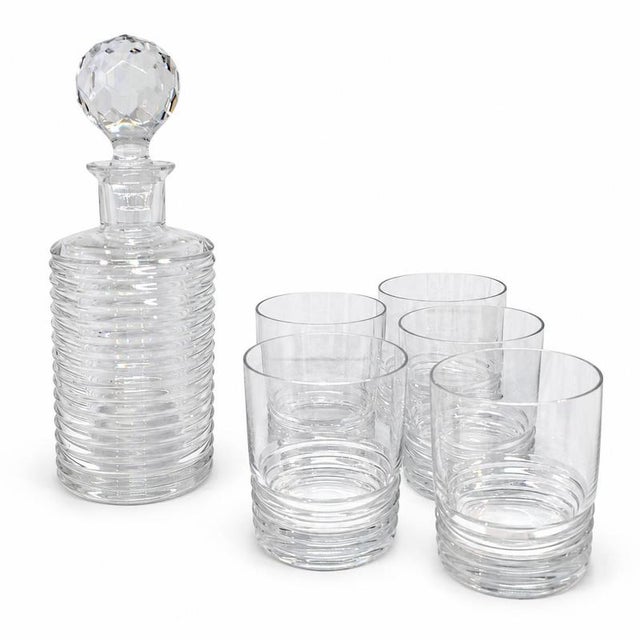 Crystal Whisky Bottle and Glasses from Baccarat, Set of 6 For Sale - Image 3 of 9
