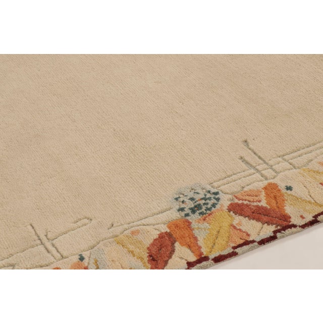 Late 20th Century Contemporary Art Deco Style Floral Wool Rug in Beige by Rug & Kilim, India For Sale - Image 5 of 10