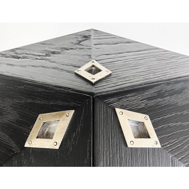 Restoration Hardware Sculptural Polyhedron Rolling Bar Cart With Hinged Doors For Sale - Image 11 of 17