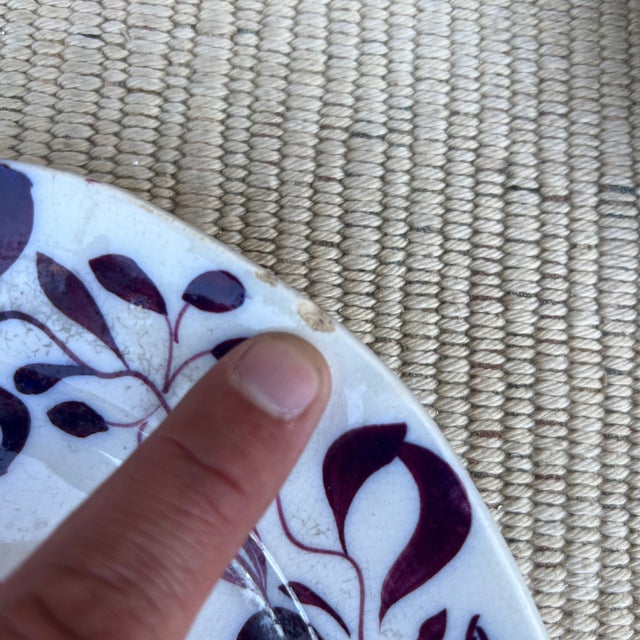 A Antique Pair of Ironstone Flow Mulberry Gaudy Brushstroke Plates, Circa 1850 For Sale - Image 6 of 12