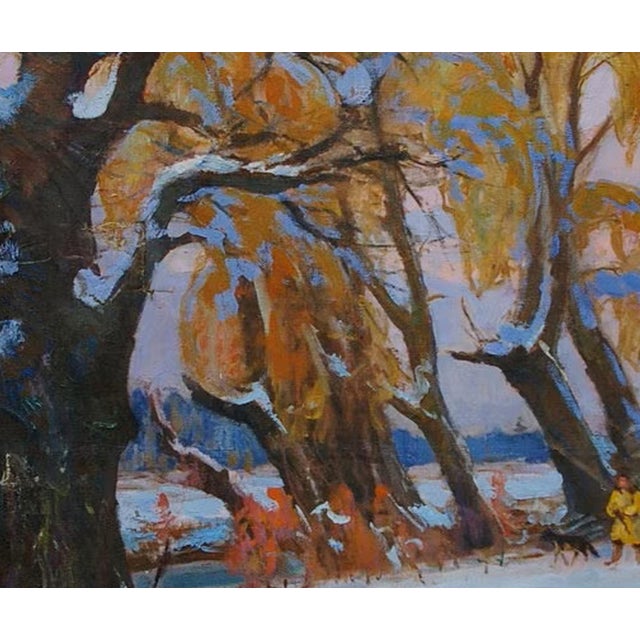 Winter Landscape Painting, Antique Ukrainian Impressionism, 1962 110-130 For Sale - Image 6 of 6