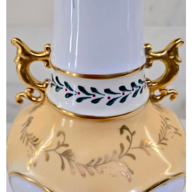 Gold Richard Klemm Dresden Antique Hand-Painted Floral Porcelain Vase With Gold Gilt Handles, Germany For Sale - Image 8 of 13
