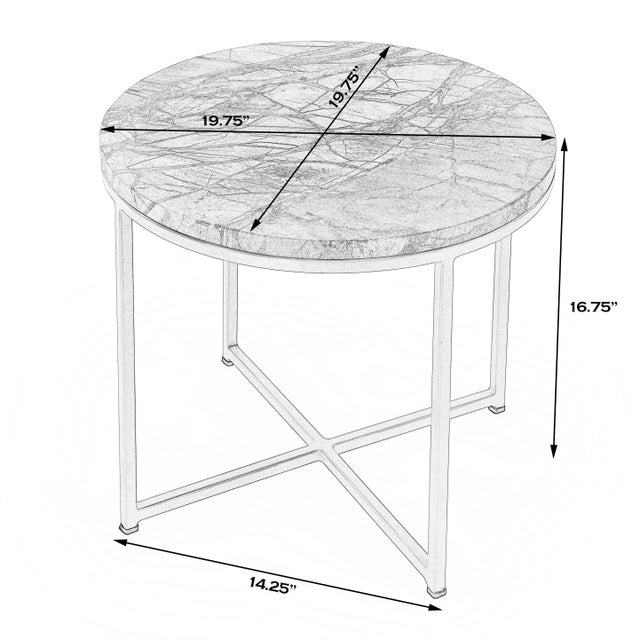 Transitional Giovanniya Marble Side Table, Gold For Sale - Image 3 of 5