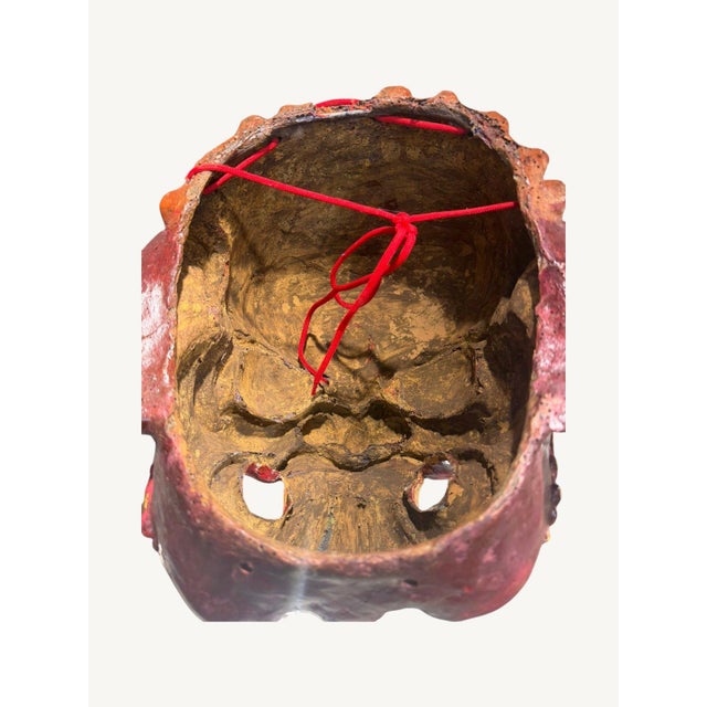 Vintage Nepal Newar Bhairava Clay Fiber Deity Wall Mask 13" For Sale - Image 9 of 13