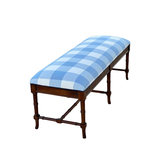 English Faux Bamboo Bench in Serena & Lily For Sale - Image 9 of 11