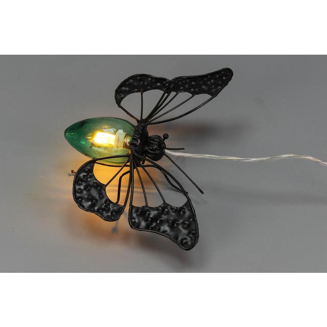 Mid-Century Modern Metal and Green Murano Glass Wall Lamp Butterfly, Italy, 1960s For Sale - Image 10 of 18
