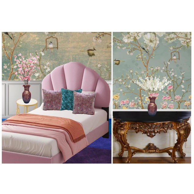 Mauve Art Glass Purple Vase White Glass Swirl For Sale - Image 8 of 12