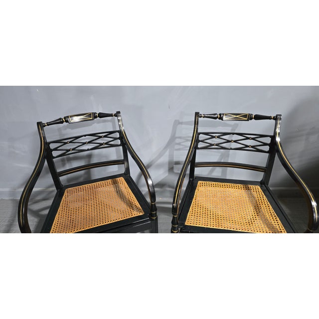 Regency Ebony Armchairs, 1900s, Set of 2 For Sale - Image 4 of 12