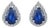 Pear Cut Blue Sapphire Halo Diamond Stud Earrings in 14k Gold- 2 Pieces For Sale