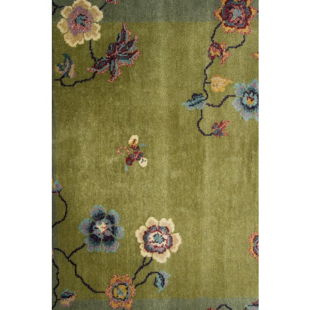 Art Deco Contemporary Chinese Deco Style Square Green Wool Rug by Rug & Kilim For Sale - Image 3 of 7