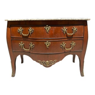 18th C Marble Top Bombe Commode With Gilt Bronze Hardware Dresser For Sale