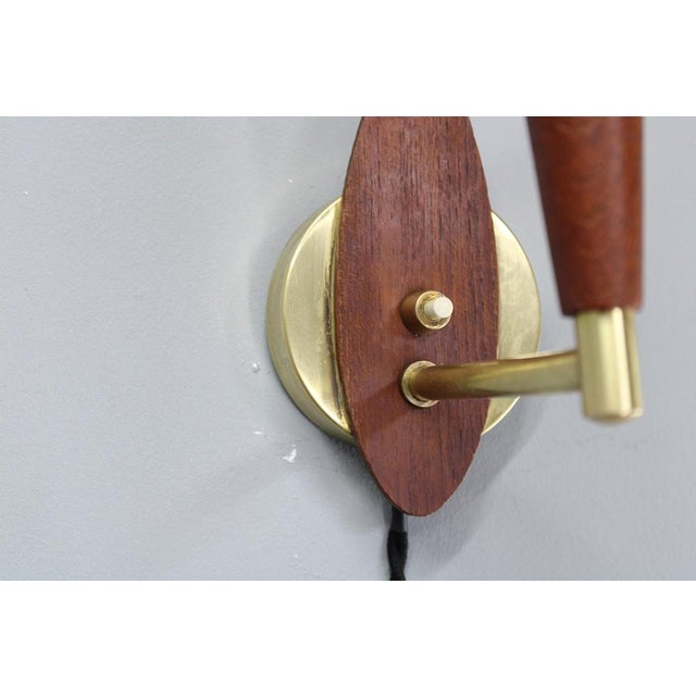 1960s Mid-Century Modern Danish Teak and Brass Wall Lights, 1960s, Set of 2 For Sale - Image 5 of 10