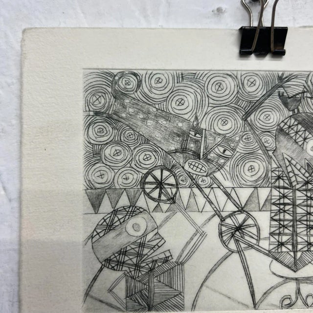 1990s Original Abstract Drawing Woodblock Print 25/50 Oaxaca Mexico For Sale - Image 5 of 8