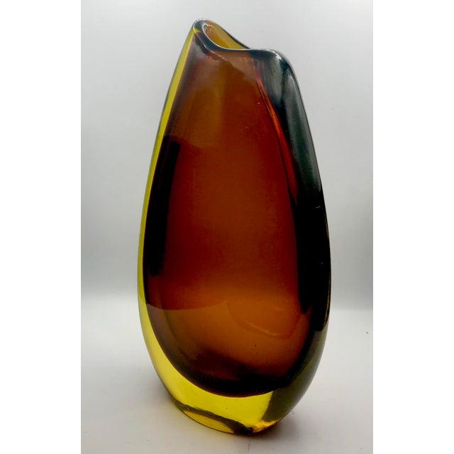 Glass Flavio Poli for Seguso Vetri D’Arte Model 12431 Sommerso Teardrop Vase For Sale - Image 7 of 11