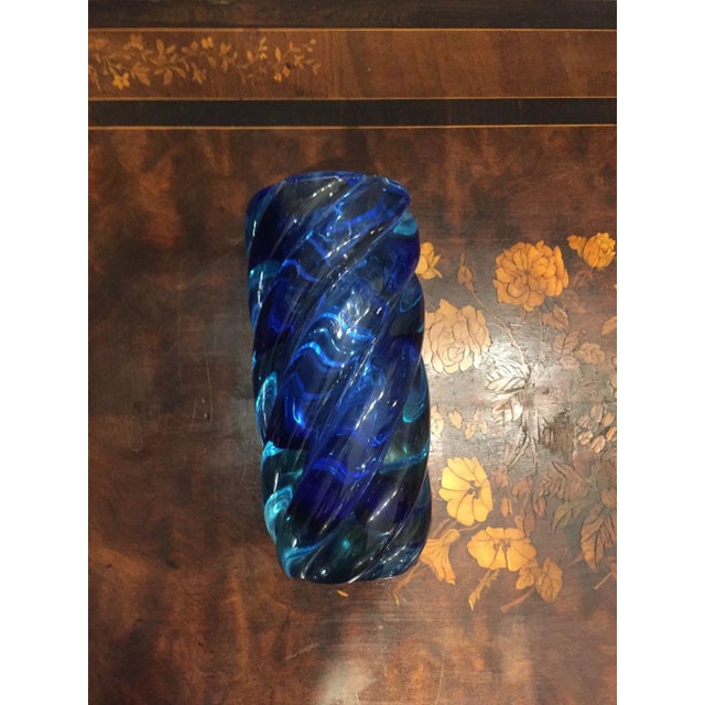 Mid-Century Modern Vase in Blue Murano Glass For Sale - Image 6 of 10