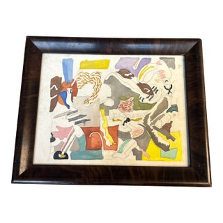 1950’s Original Abstract Expressionist Watercolor Painting For Sale