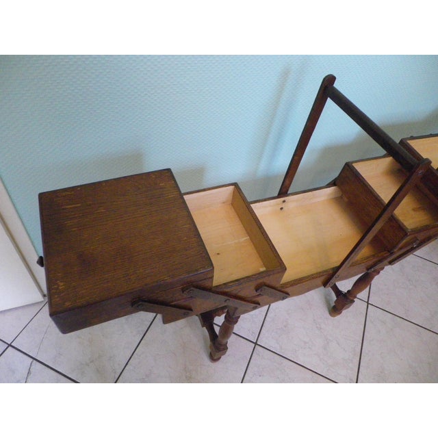 Wood Large Folding Floor Sewing Box, 1960s For Sale - Image 7 of 11