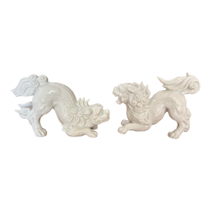 Vintage Porcelain "Blanc De Chine" Foo Shi Dogs by Fitz and Floyd