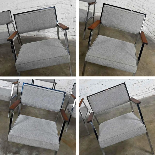 Mid-Century Modern Industrial Style Chrome & Gray Armchairs by Steelcase Set of 4 For Sale - Image 12 of 13