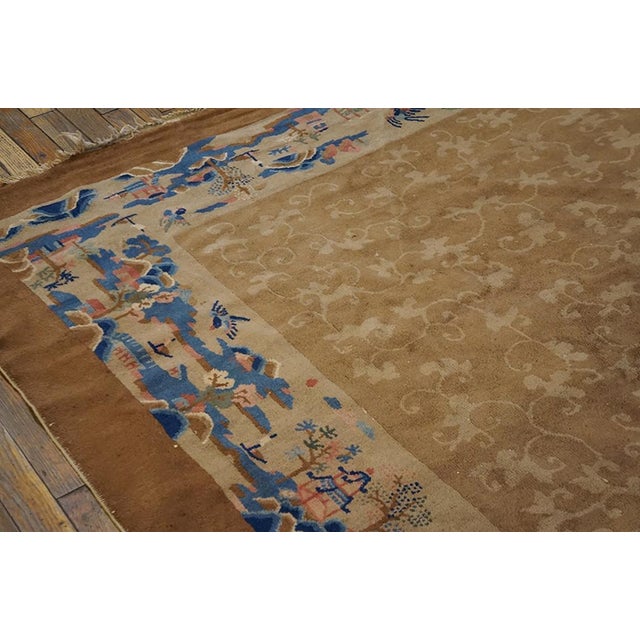 1920s Tan Camel Floral Traditional Antique Chinese Peking Rug 8' X 9'10" Wool Handknotted Carpet For Sale In New York - Image 6 of 6