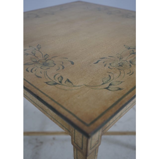Venetian Pair of Square Crackle Paint Accent Tables For Sale - Image 13 of 15