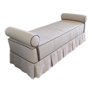 Custom Upholstered Skirted Bench With Bolster Pillows For Sale