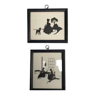 Antique Wallace Nutting Framed Silhouettes - Set of 2 For Sale