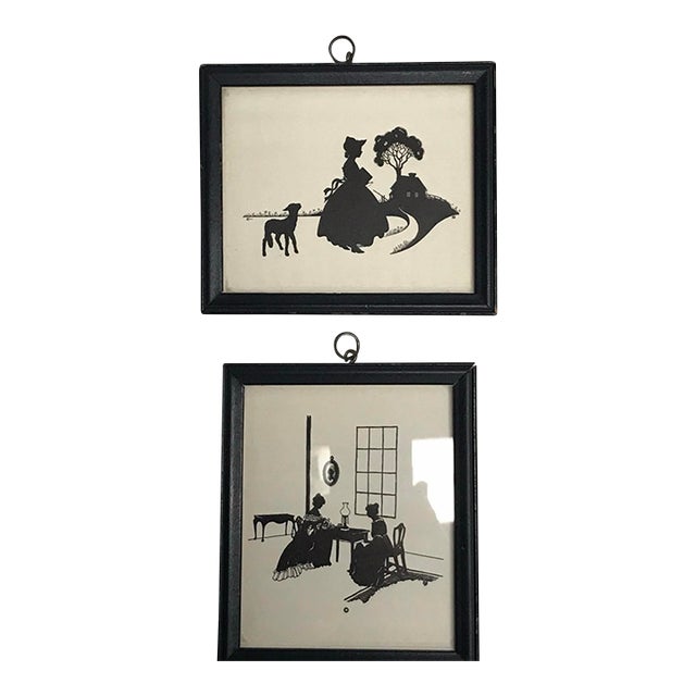 Antique Wallace Nutting Framed Silhouettes - Set of 2 For Sale