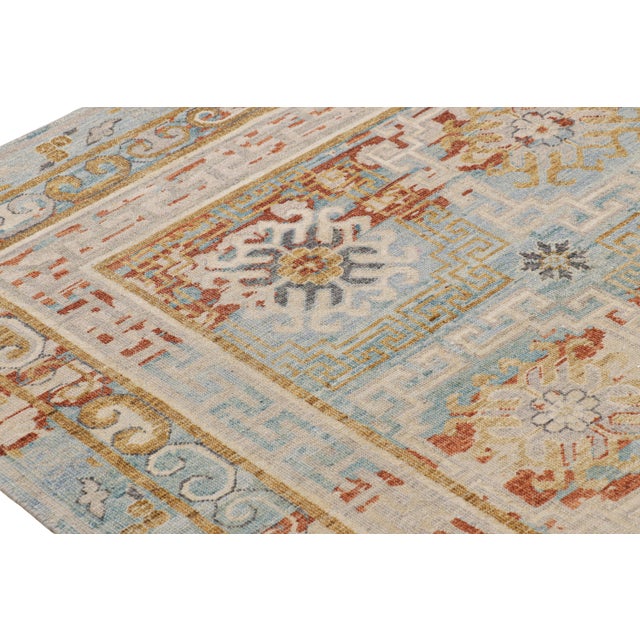 Rug & Kilim’s Modern Block Print Rug with Colorful Geometric Floral Medallions - 9x12 For Sale In New York - Image 6 of 7